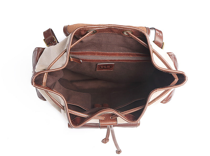 The Chronicle Leather Backpack Canvas - TLB - The Leather Boutique