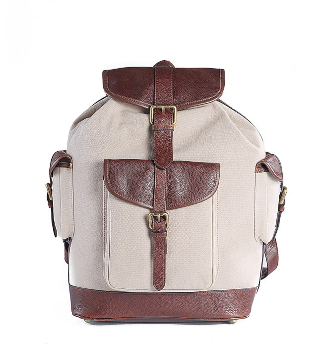 Mens canvas leather backpack hot sale