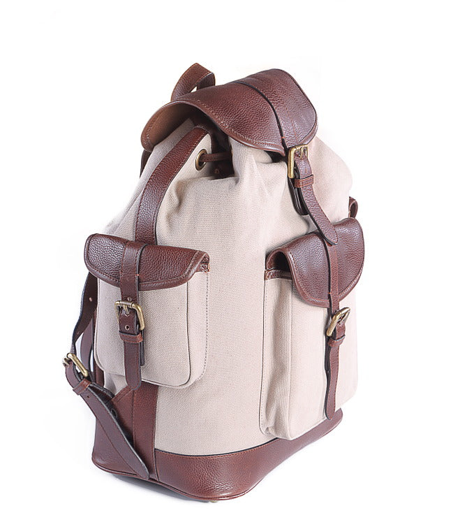 The Chronicle Leather Backpack Canvas - TLB - The Leather Boutique